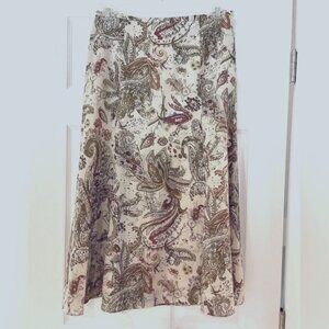 JONES WEAR VINTAGE LINEN BLEND A-LINE SKIRT IN PAISLEY sz 4